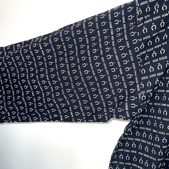 Gray Market Womens Robe Black White One Size Kako Block Printed Pure Cotton NWT - Picture 15 of 15